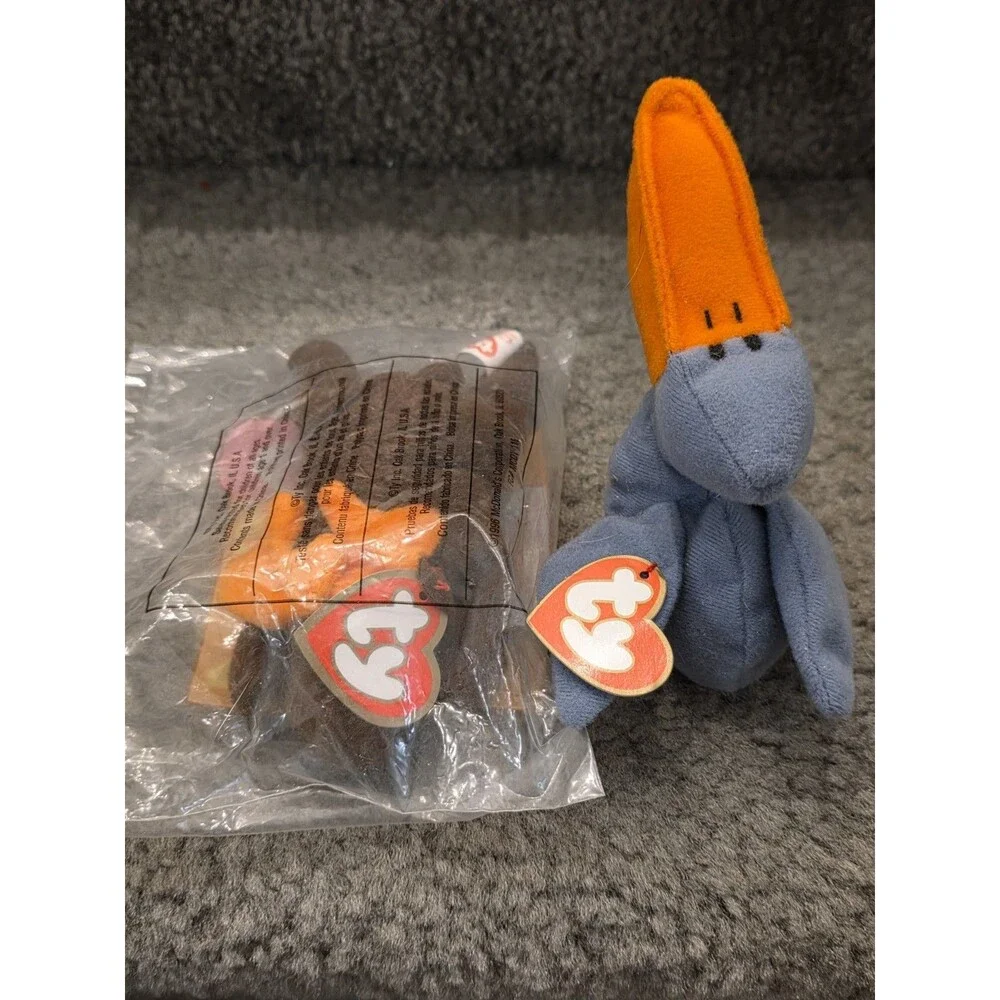 Ty 4107 Scoop the Pelican & Chocolate Beanie Babies
